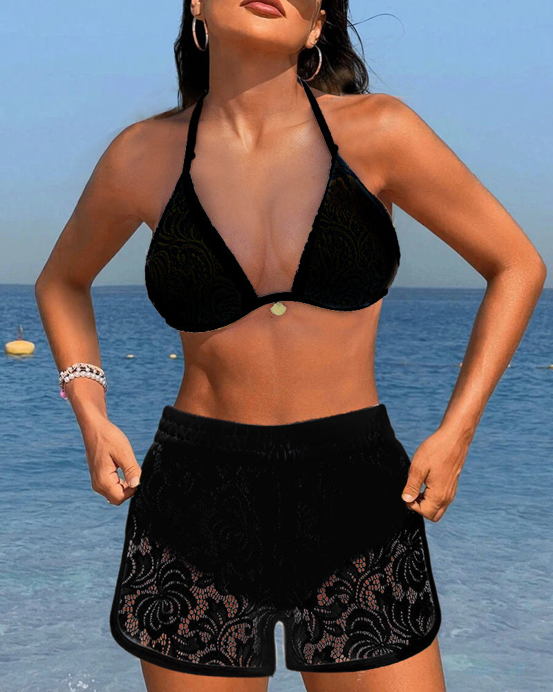Christine - Classic Lace Bikini Skirt Set