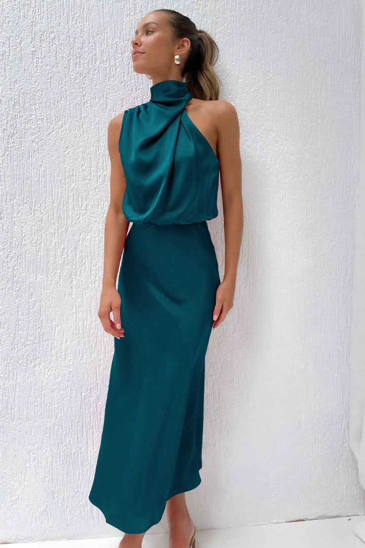 Camila - Elegant Halter Midi Dress