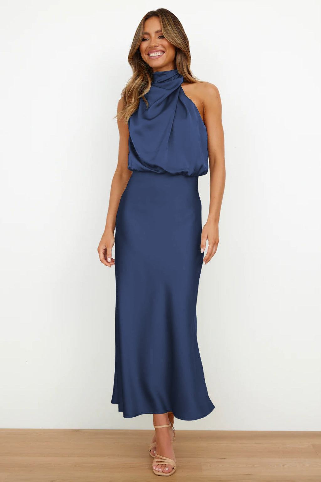 Camila - Elegant Halter Midi Dress