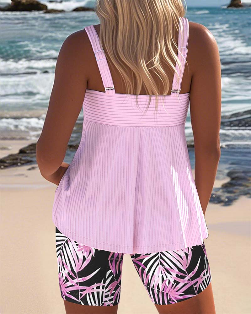 Doreen - Ribbed Tankini Shorts Set