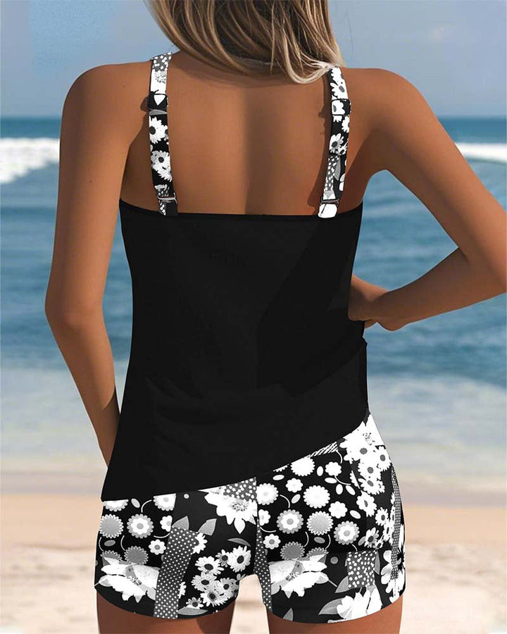 Clara - Floral Trim Swim Set
