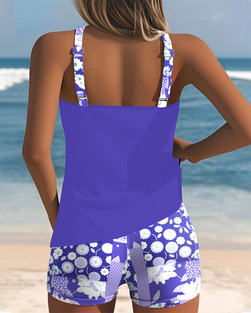 Linda - Printed Tankini Shorts Set