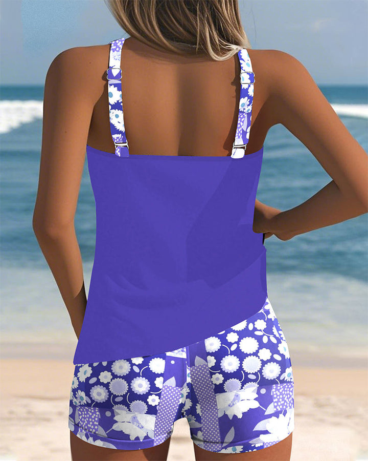 Linda - Printed Tankini Shorts Set
