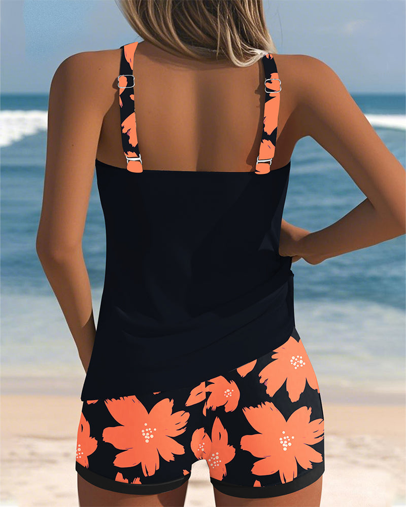 Loretta - U-Neck Sleeveless Printed Tankini