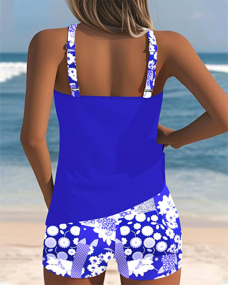 Linda - Printed Tankini Shorts Set