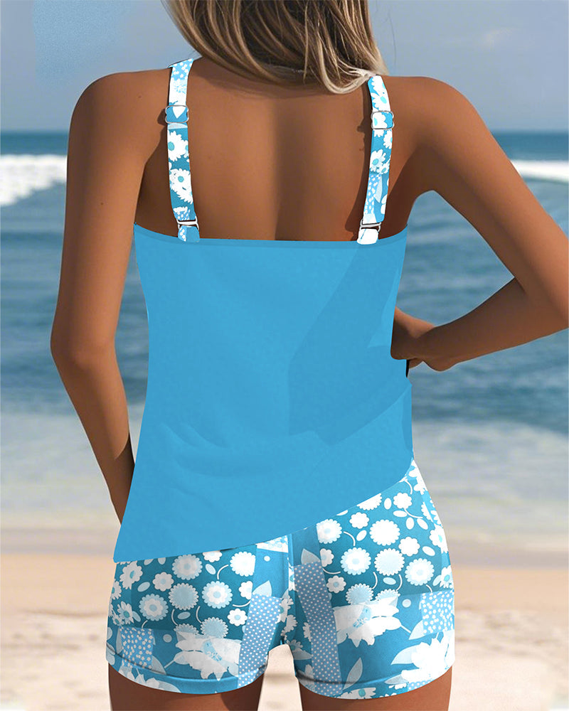 Linda - Printed Tankini Shorts Set