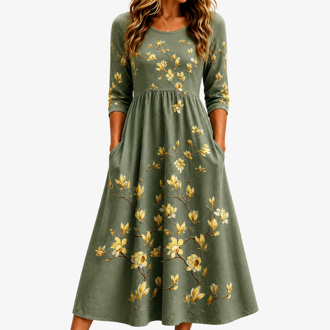 Ericka - Timeless Floral Midi Dress