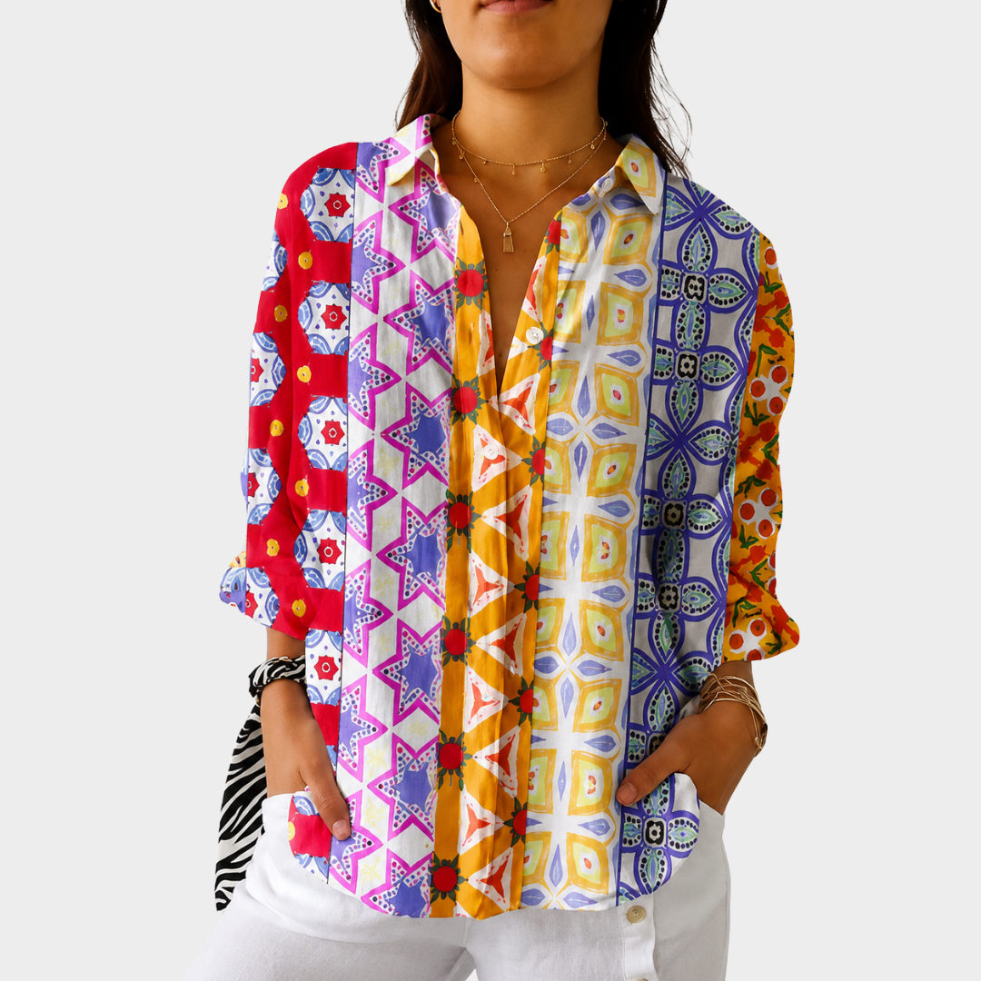 Rhonda - Boho Patchwork Blouse
