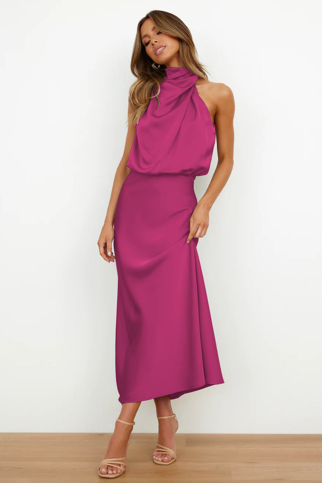 Camila - Elegant Halter Midi Dress