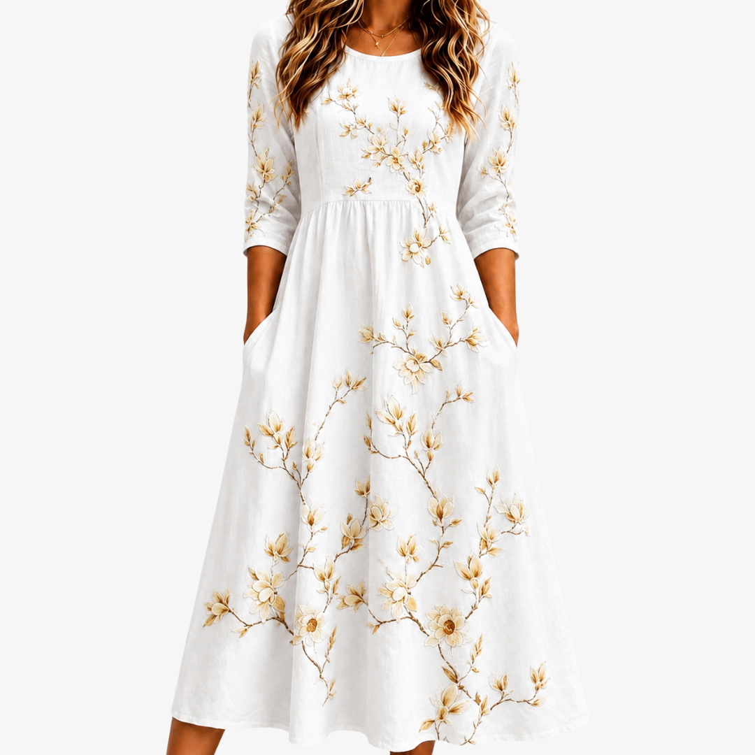 Loretta - Elegant Floral Day Dress