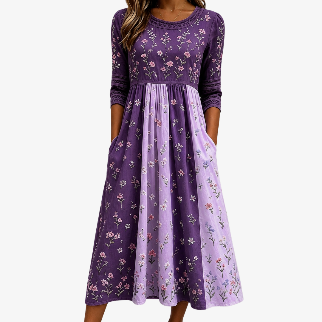 Colleen - Colorblock Floral Dress