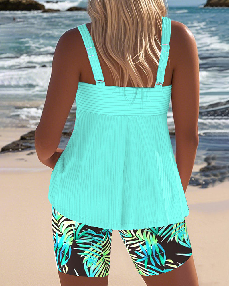 Doreen - Ribbed Tankini Shorts Set