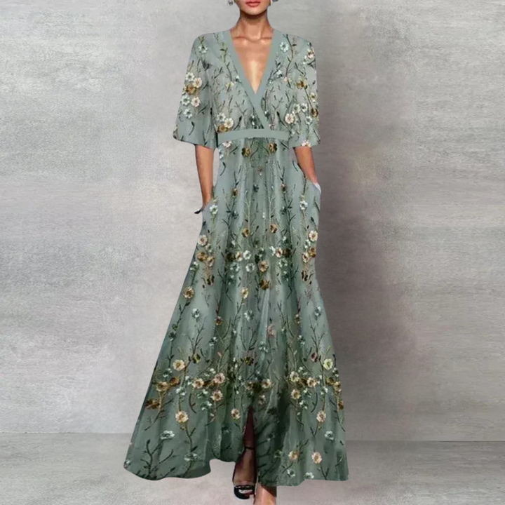 Eliana - Floral V Neck Maxi Dress