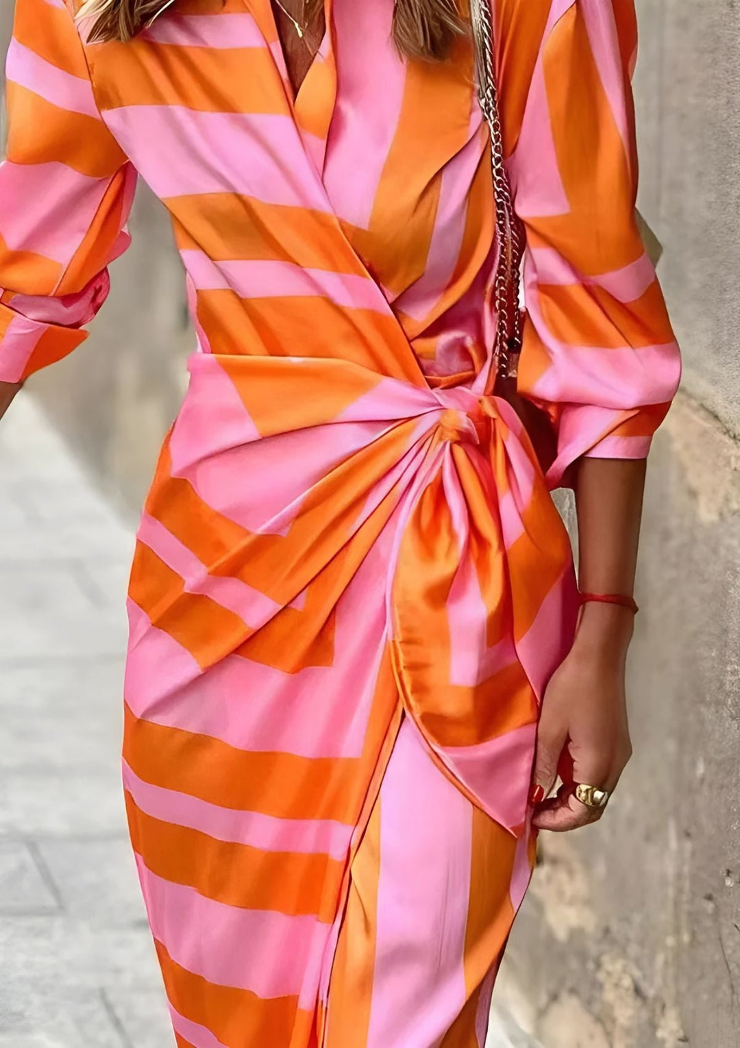 Sienna - Geometric Wrap Midi Dress