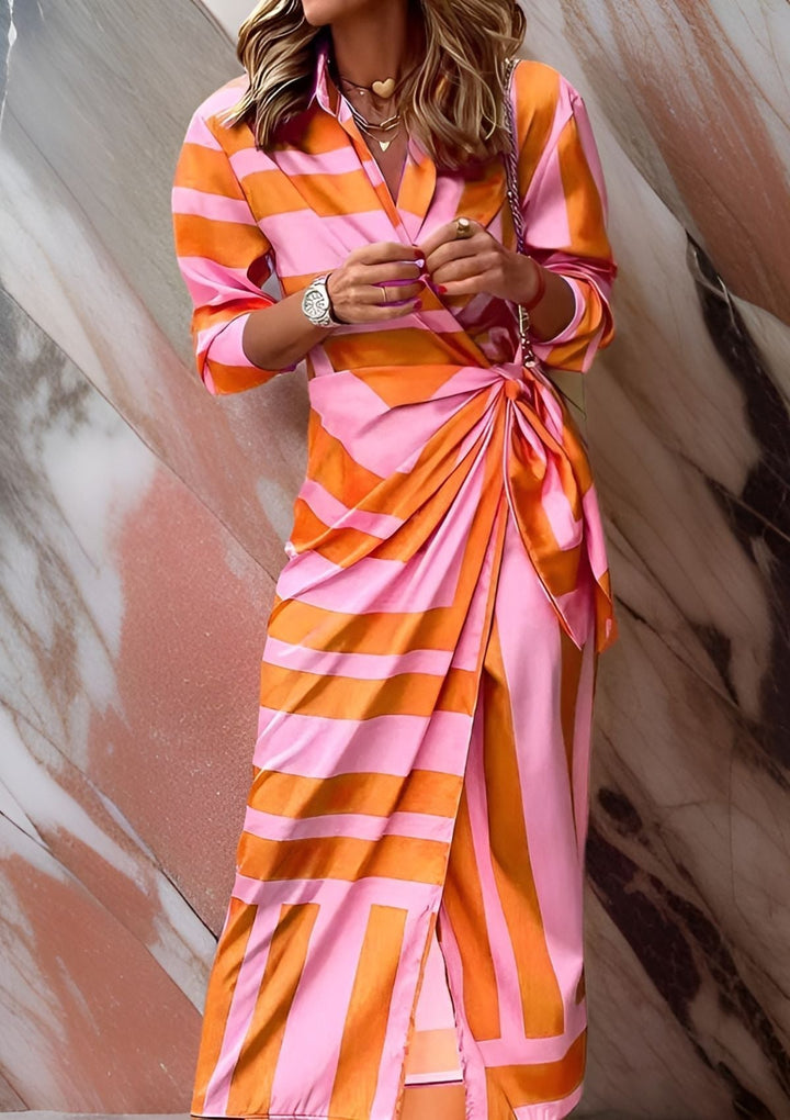 Sienna - Geometric Wrap Midi Dress