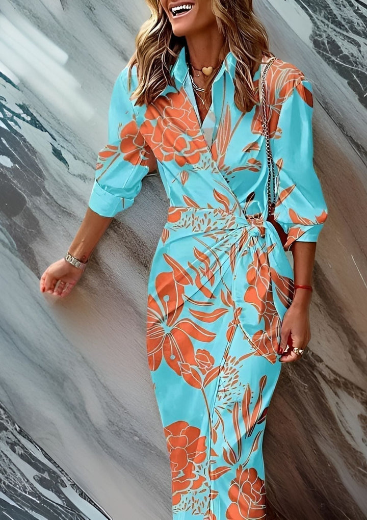 Sienna - Geometric Wrap Midi Dress