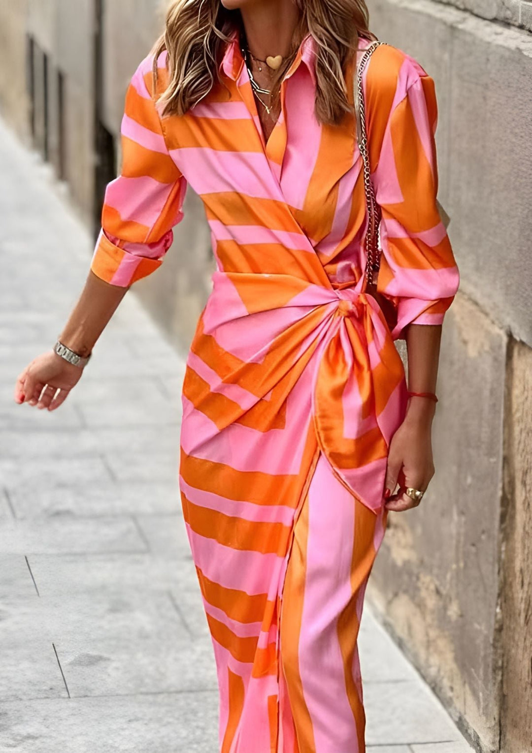 Sienna - Geometric Wrap Midi Dress