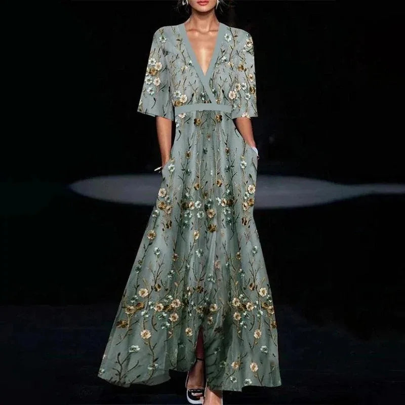 Eliana - Floral V Neck Maxi Dress