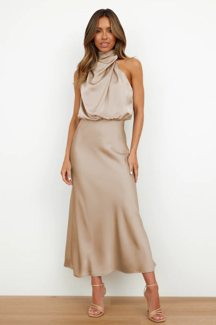 Camila - Elegant Halter Midi Dress