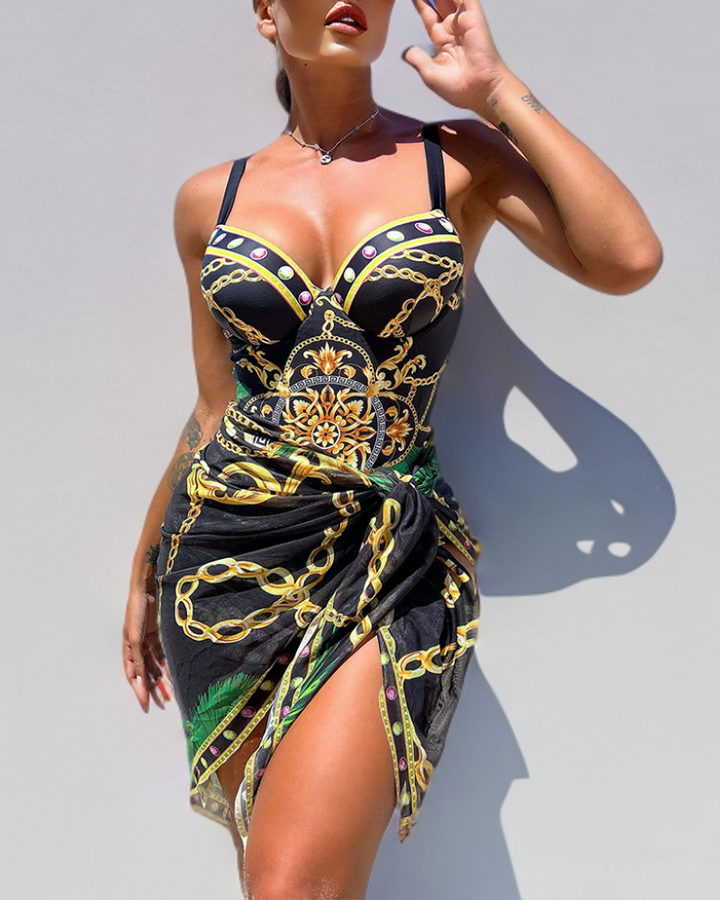 Tricia - Classic Printed Swimsuit Set