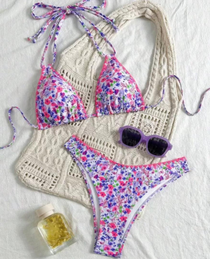 Cheryl - Vibrant Lace Neck-Tie Bikini