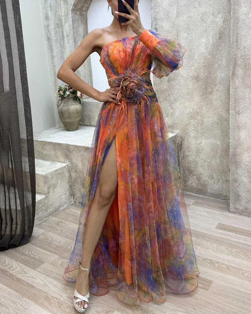 Priscilla - Graceful Slit Evening Dress
