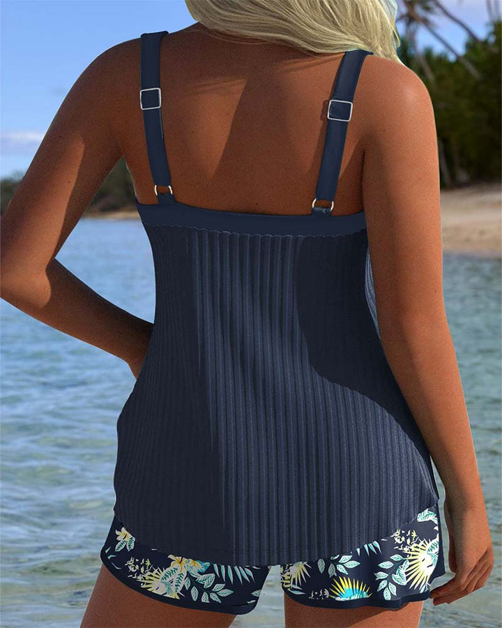 Martha - Tropical Tankini Shorts Set