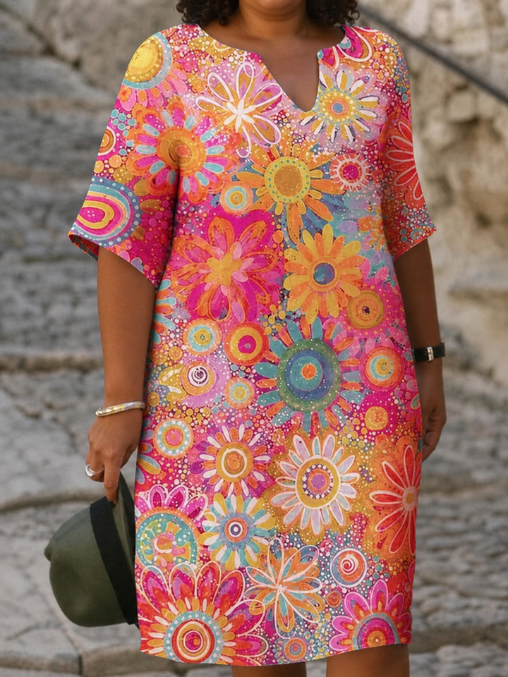 Gloria - Artistic Floral Midi Dress
