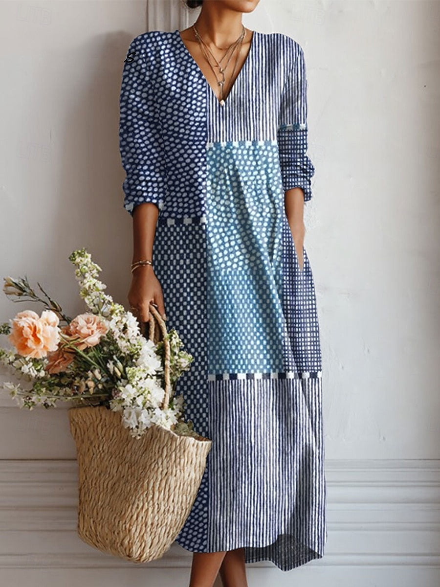 Eva - Comfortable Patchwork Midi Dress